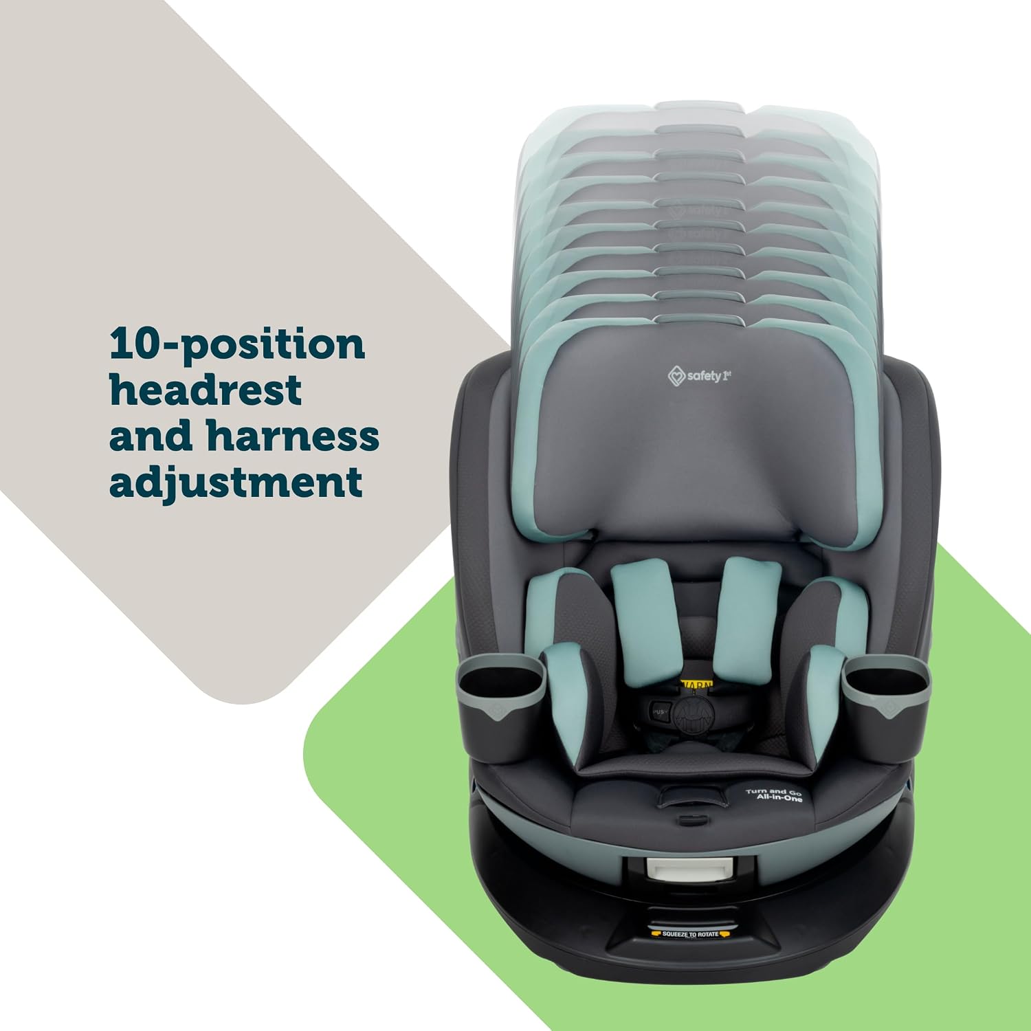 Safety 1st Turn and Go 360 ST Rotating All-in-One Convertible Car Seat, SafetySwivel Technology, SecureTech Installation, 3-in-1 Rear-Facing, Forward-Facing, Booster, 5-100 lbs, Siberian Caviar