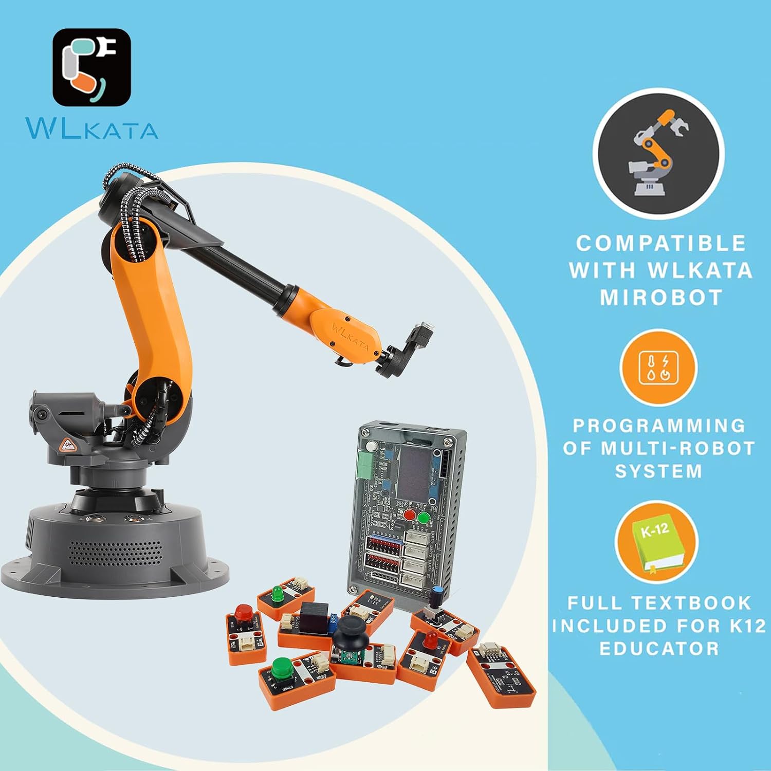 wlkata Mirobot Educational Kit Plus AI Development Suit 6DOF Mini Programmable Gripper arm Lightweight Educational Desktop Robotic arm 6DoF Lightweight Desktop Robotic Arm for K12 or 3D Printer