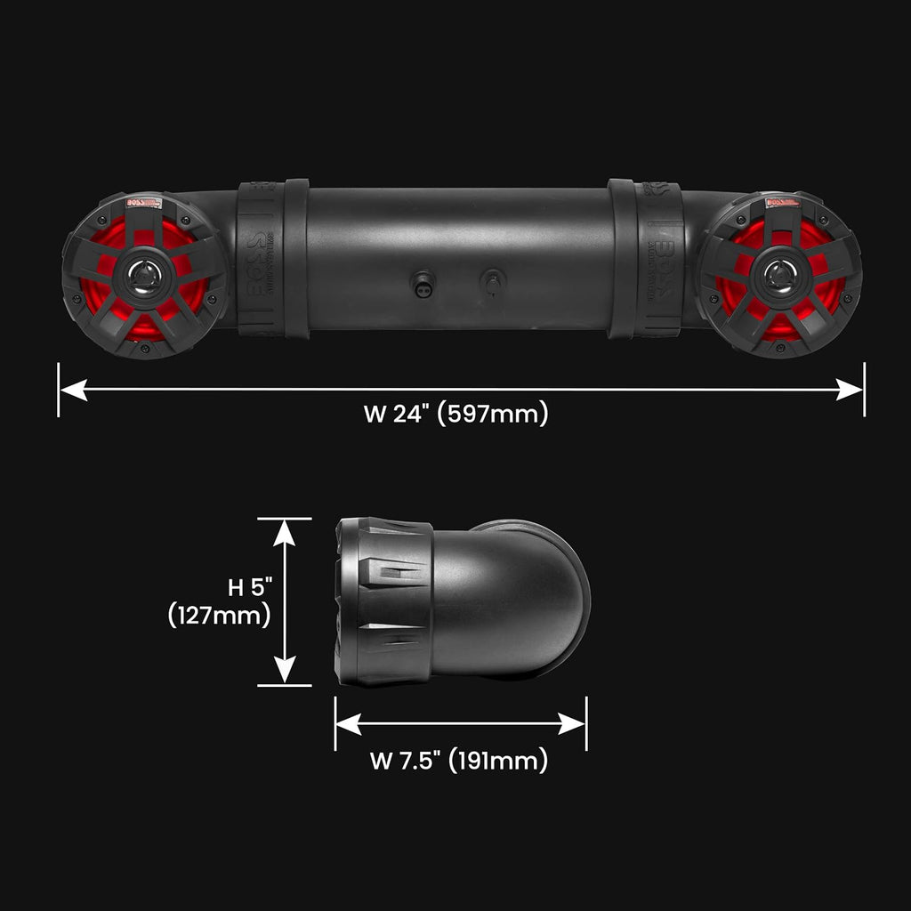 BOSS Audio Systems UTV4BRGB ATV Sound System - 4 Inch Speakers, Tweeters, IPX5 Weatherproof, Bluetooth, Built-in Amplifier, Multi-Color Illumination