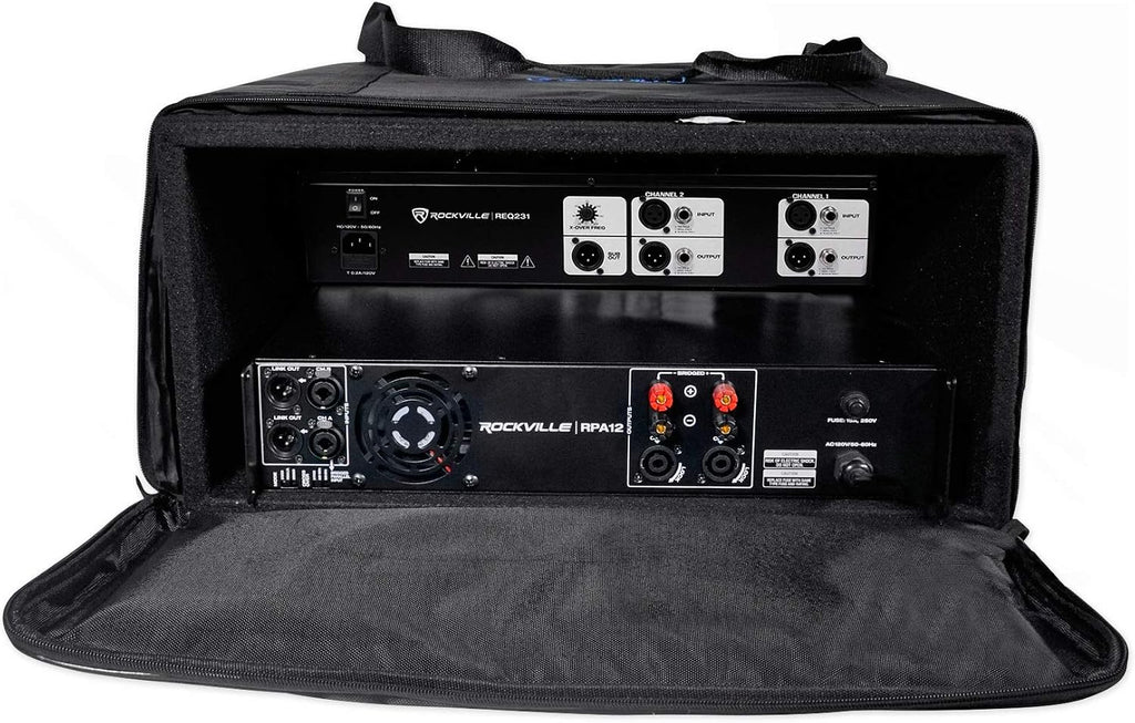 Rockville RRB55 5U Rack Bag Double-Sided Case, 16' Depth, Shoulder Strap, Zippered Pockets, Lightweight, Durable Nylon, for DJs and Live Sound Professionals