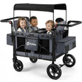 Sekey 4 Seater Stroller Wagon for Kids - Premium Quality with Convertible Seats, Adjustable Push Handles, Removable Canopy, Snack Tray & Cooler, US Certified.