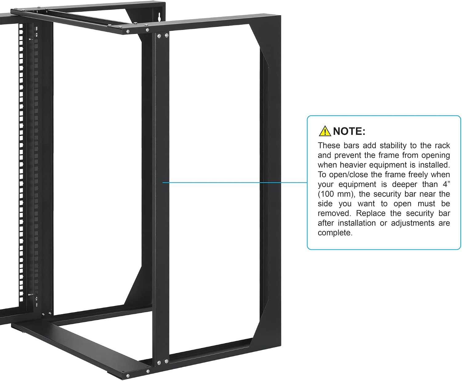 Intellinet 15U 19' 2 Post Open Frame Server Wall Mount Rack - 180 Degree Gate Swing, Flatpacked, Antistatic Powder Coated Steel – for IT Network Equipment & AV Devices – 3 Yr Mfg Warranty – 716208