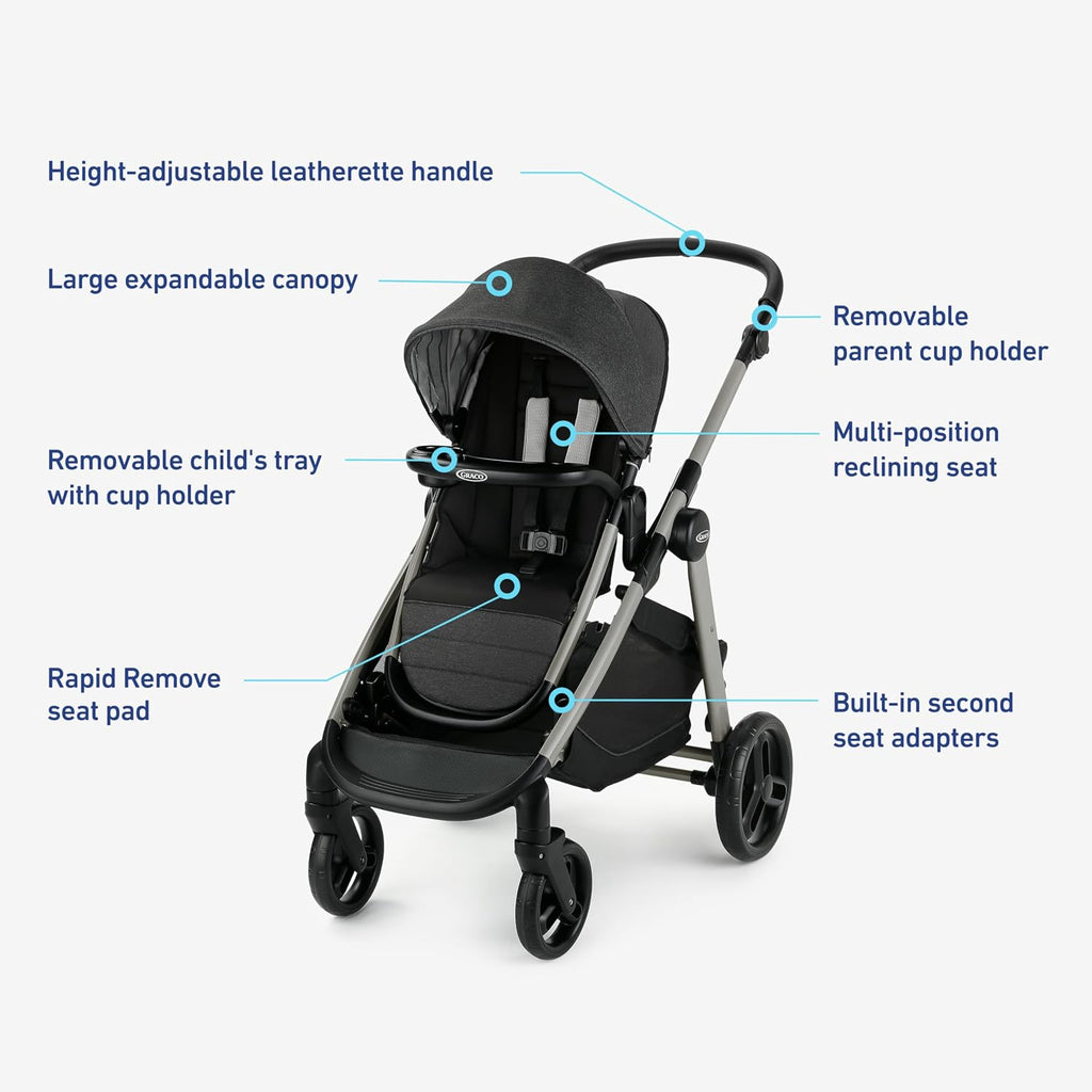 Graco® Modes Nest2Grow Baby Stroller, Slide2Me Adjustable Seat, 4 Modes of Use Capability from Infant Car Seat Carrier to a Double Stroller, Maison