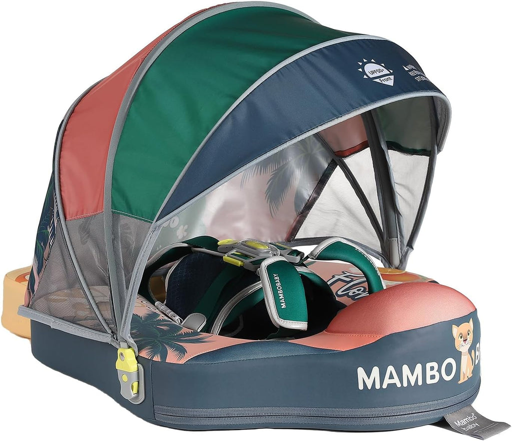 Mambobaby Float Deluxe Baby Pool Float: Safe & Comfortable Swim Trainer for Infants & Toddlers, Non-Inflatable Design, UV Protection Canopy, Fun Water Experience for Ages 3-24 Months