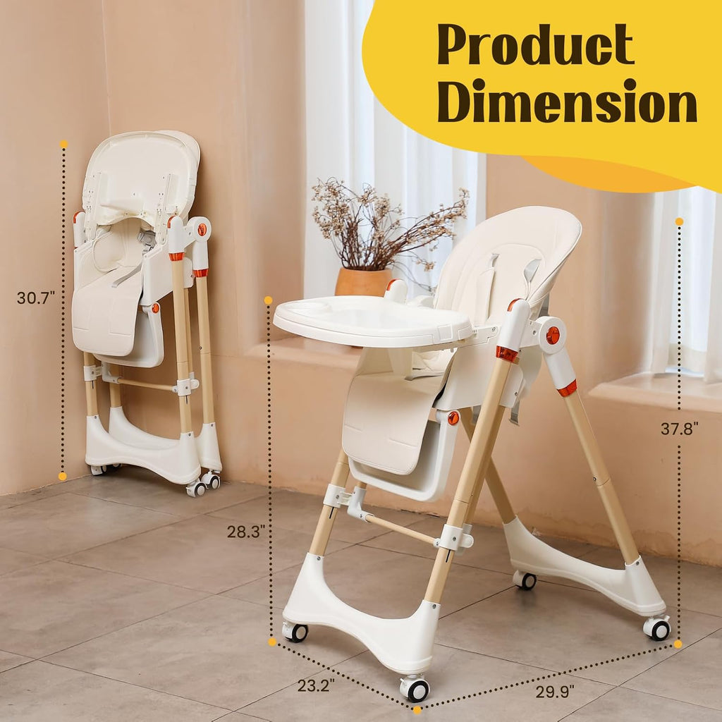 6-in-1 Convertible High Chair with Rocker | Baby High Chair for Newborn to Toddler (0-3 Years) | Adjustable, Foldable & Easy-Clean with Dishwasher Safe Tray & Tool-Free Assembly,White