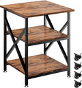 3 Tier Printer Stand, Large Table with Wheels, Rolling Cart with Height Adjustable Middle Storage Shelf, 23.6 x 23.6 x 30.3 Inches Shelf for Home Office, Vintage Brown