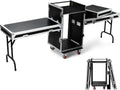 16u Road/Rack Case with 60° Slant Mixer Top, 2 Side Table up to 110lb 20' Rackable Depth Plywood, 4 Casters with Brake System & Tour Grade Hardware ATA Rack Cases Audio Mixer for Pro Stage Performance