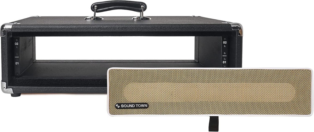 Sound Town Vintage 2U Amp Rack Case, 12.5' Depth with Rubber Feet, Dust Cover, Kickstand, Black (STVRC-2BK)