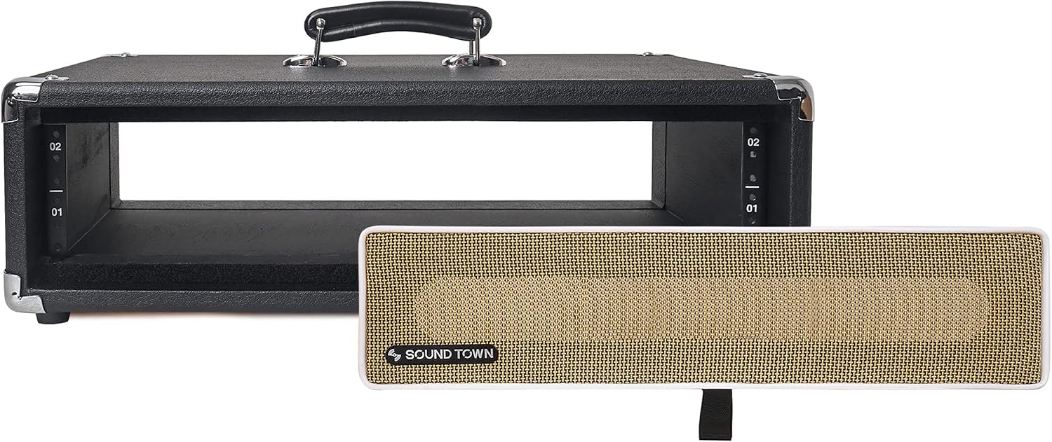 Sound Town Vintage 2U Amp Rack Case, 12.5' Depth with Rubber Feet, Dust Cover, Kickstand, Black (STVRC-2BK)