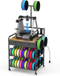 Heavy Duty 3D Printer Stand Filaments Storage Rack with Power Outlet,3D Printer Cart Desk,Rolling Filament Spool Holder,Multipose Storage Stand for Printing Studio,Home&Office Workshop