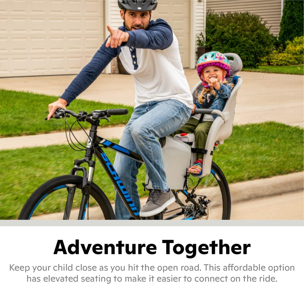 Schwinn Deluxe Child Bike Carrier, Seats one Kid Ages 1+, Frame Mount, Adjustable Safety Harness, Quick Release Design, Comfortable Padding, Rear-Mounted Child Bike Seat for Toddler