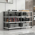 AV Media Stand, Stereo Rack with Thickened Board, Multi-Tier Open Storage Stereo Cabinet, Audio-Video Rack with Metal Tube, Record Player Stand for Theater(White,4 Tier 120x40x77cm)