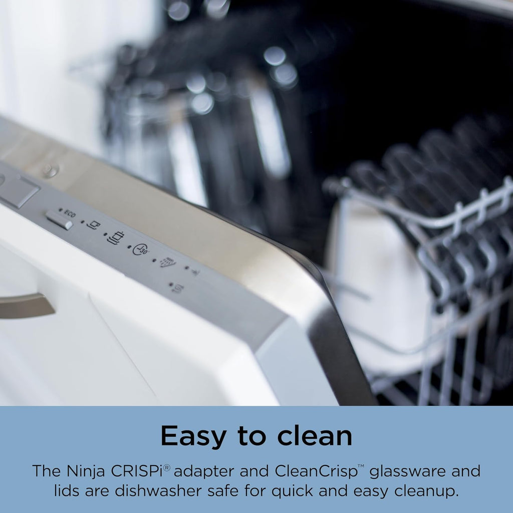 Ninja Crispi 4-in-1 Glass Air Fryer | 450°F | Non-Toxic | 4QT & 6-Cup Glass Containers w/Lids | Microwave, Freezer, Dishwasher Safe | Max Crisp, Air Fry, Bake, Recrisp | Periwinkle | FN101PL
