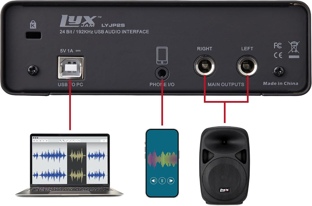 LyxJam 2x2 USB Audio Interface Studio Bundle with LP Condenser Microphone, Headphones, Mackie CR3.5 3.5' Multimedia Studio Monitors, Stand, Cables & Creative Software