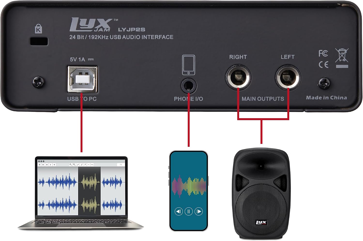LyxJam 2x2 USB Audio Interface Studio Bundle with LP Condenser Microphone, Headphones, Mackie CR3.5 3.5' Multimedia Studio Monitors, Stand, Cables & Creative Software