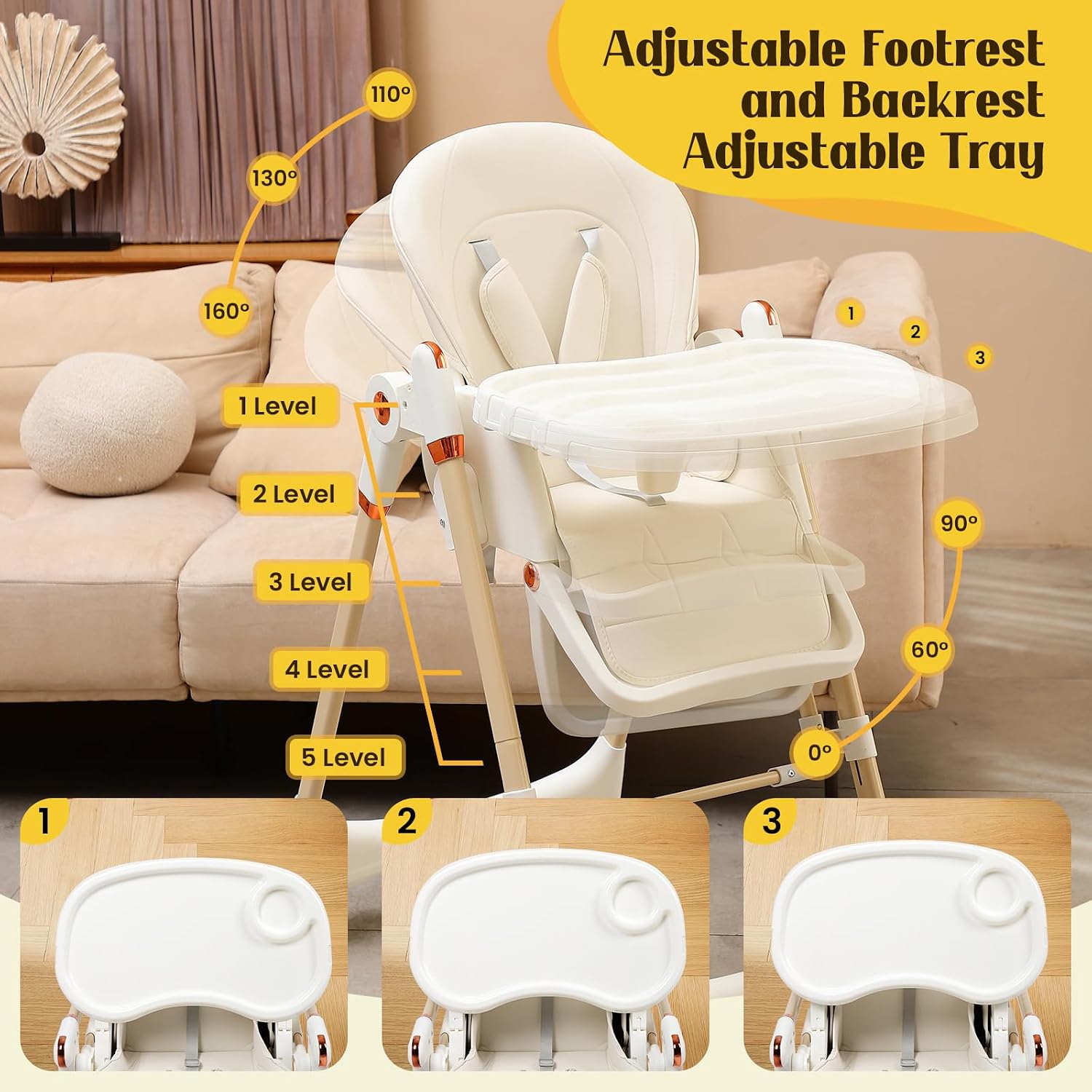 6-in-1 Convertible High Chair with Rocker | Baby High Chair for Newborn to Toddler (0-3 Years) | Adjustable, Foldable & Easy-Clean with Dishwasher Safe Tray & Tool-Free Assembly,White