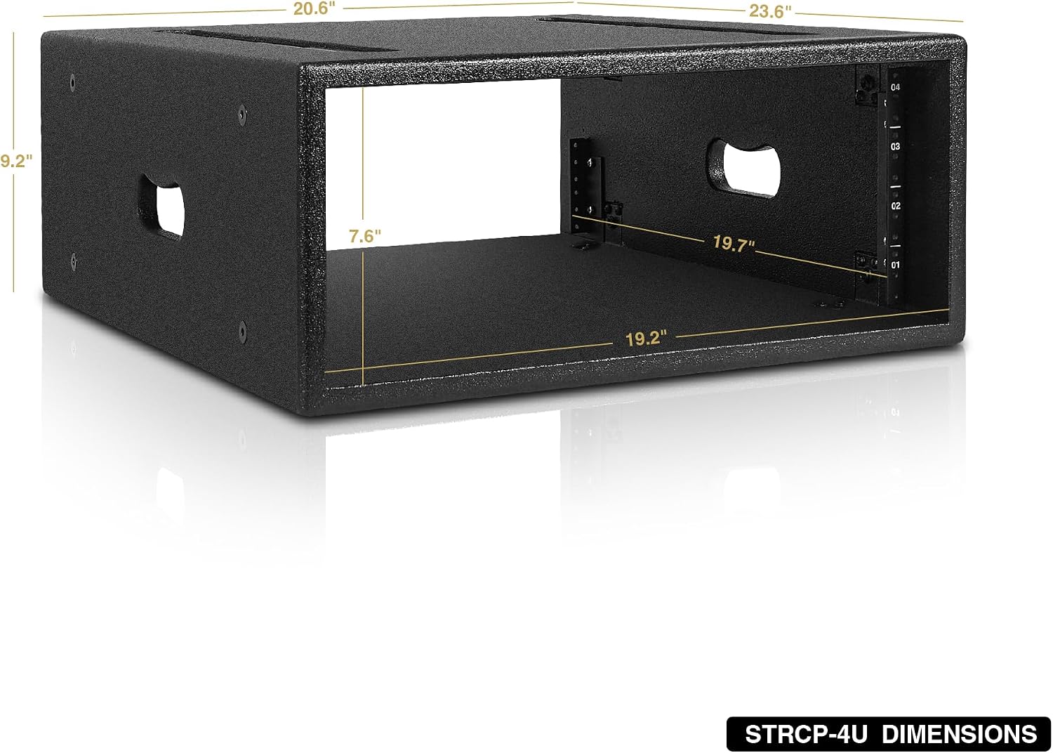Sound Town 4U PA/DJ Rack/Road Case with 4-Space, Industry-Grade 0.7' (18mm) Plywood with Polyurea Coating, 19.7' Rackable Depth - Pro Tour Grade (STRCP-4U)