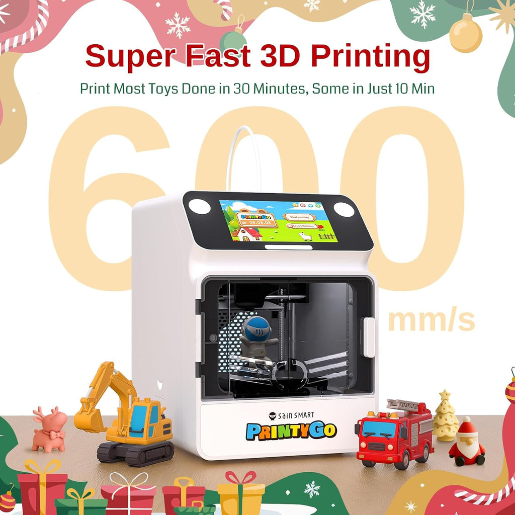 SainSmart PrintyGo Mini 3D Printer for Kids with 500g X 4 Spools, 4.4lbs (2kg) in Total High Flowability Cool Color - Blue, Green, Violet, Indigo