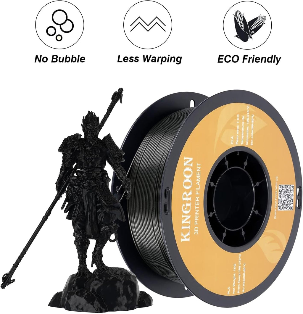 Kingroon PLA 3D Printer Filament,10 Rolls, Dimensional Accuracy +/- 0.02 mm, 10kg Spool(22lbs), 1.75 mm，5Black+5White