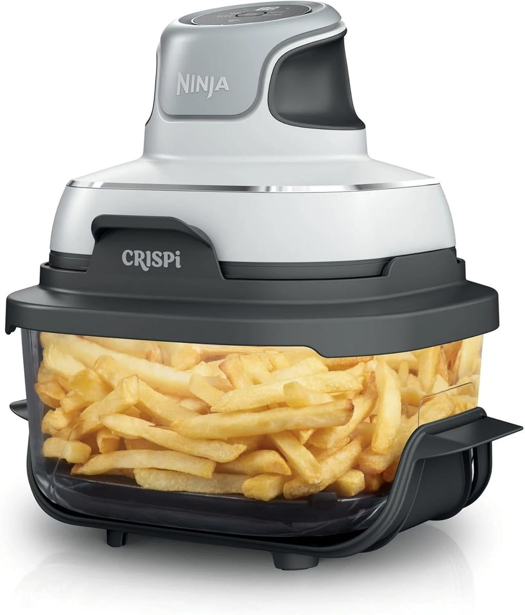 Ninja FN090 Crispi 3-in-1 4QT Portable Cooking System with TempWare Container, 1500W, Recrisp, Air Fry, & Max Crisp, Easy Storage, Crisper Plate, Lid, Cook, Serve & Store, White (Renewed)