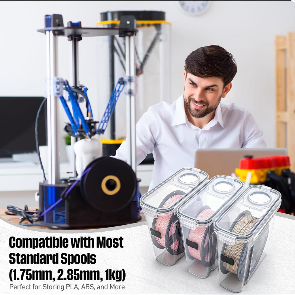 16 Pack 3D Printer Filament Storage Box - Portable Sealed Filament Container 4.0 L Water-Proof & Dust-Proof with Desiccant, Tag, Pen for Studio Office Workshop Home, Only Case Set
