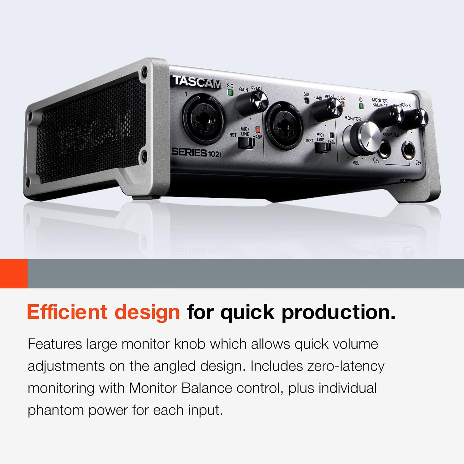 Tascam SERIES 102i 10 IN/2 OUT USB Audio Interface with MIDI, DAW Recording Software for Songwriting, Podcasting, Recording,Silver