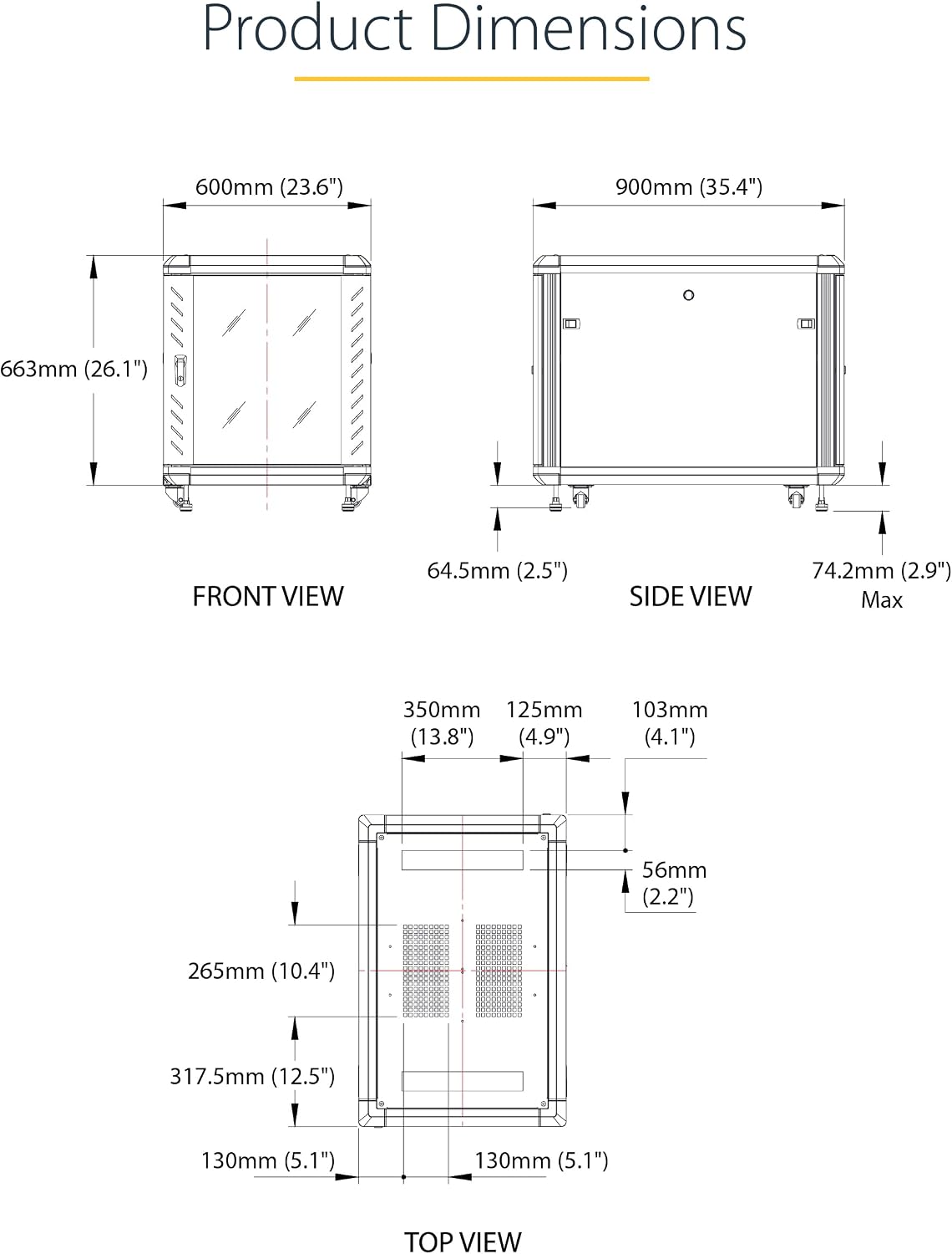 12U 29in Knock-Down Server Rack Cabinet with Casters