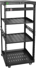 RIVECO 22U Network Rack with Reinforced Top & Bottom Vented Plates - 4 Rolling Wheels Floor Standing for 19' Equipment & Stereo Gear - Including 2PCS Shelves & Rail Mount PDU