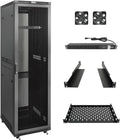 Tecmojo 42U Server Rack Network Cabinet 23.6' D x 23.6' W, Locking Data Cabinet Enclosure for 19' Server, Networking, AV & IT Equipment, Mesh Door, Black