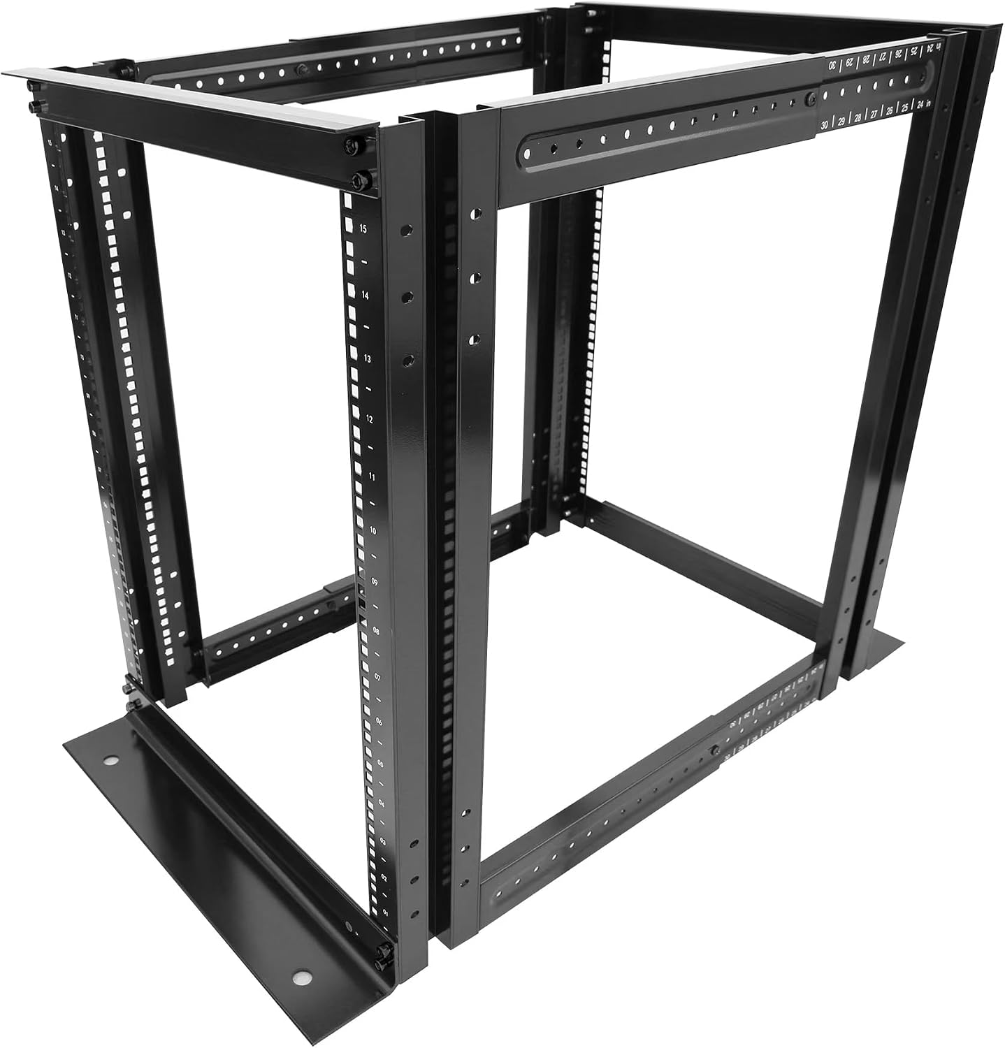 GLOBALRACK 4-Post 15U Open Frame Server Rack/19in Server Network Rack Adjustable Depth 24-35inch Suitable for Computer/Audio Video/Data/IT Equipment/Cold Rolled Steel Heavy Duty Rack (4POST RACK-015)