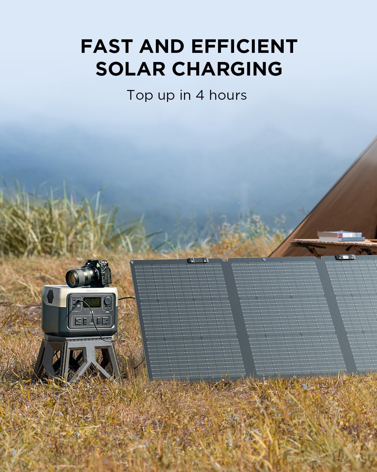 EF ECOFLOW River 2 Max Solar Generator 512Wh Long-Life LiFePO4 Portable Power Station& 160W Solar Panel for Home Backup Power, Camping & RVs 100% Charged in 60m with 3000+ Cycles & Up to 1000W Output