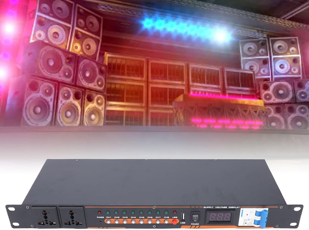 10 Outlet Power Sequencer, High Power Audio Equipment Power Controller with Digital Voltage Display, for Stage Amplifier Studio PA System AV Equipment (US Plug)