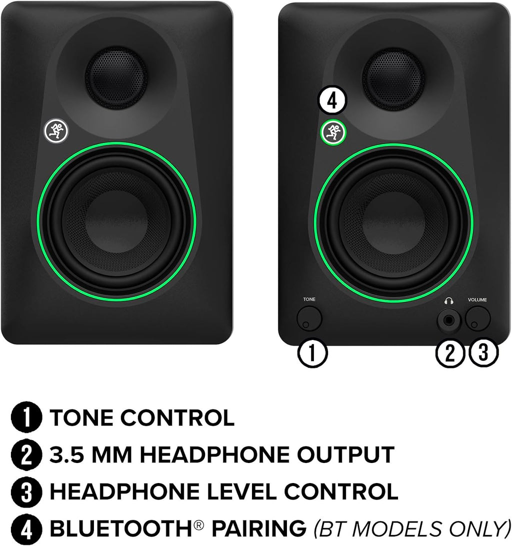 Mackie CR4.5 4.5' Creative Reference Powered Studio Monitors with Tone Knob and Location Switch — Active Speakers for Music Production, Desktop Computer, Gaming, HiFi Listening