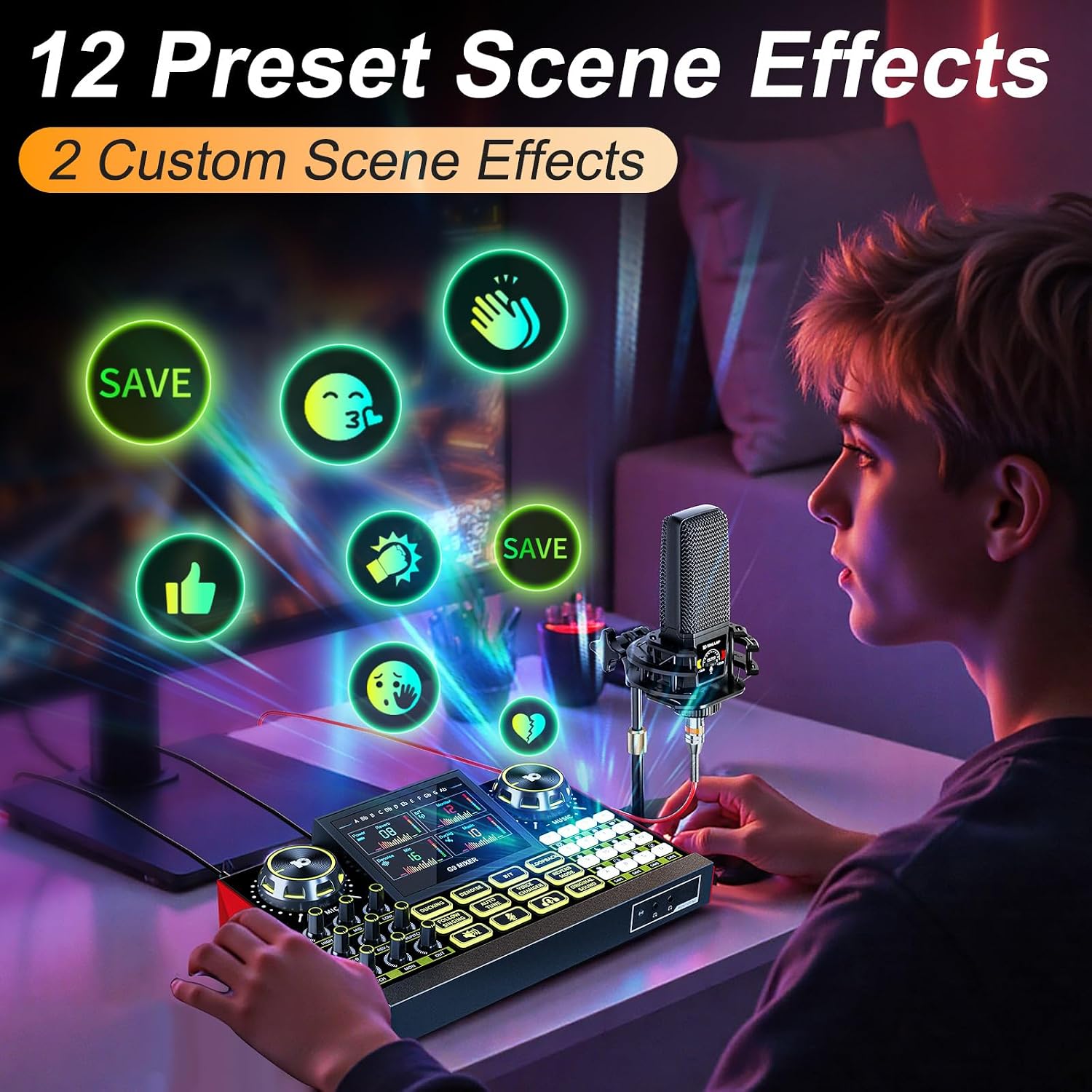 neculogy Podcast Equipment Bundle - All-in-One Audio Mixer Production Studio with 3.5mm Microphone for Live Streaming, Podcast Recording, PC, Smartphone & DJ (Model: G9-PKPRO DJ Mixer