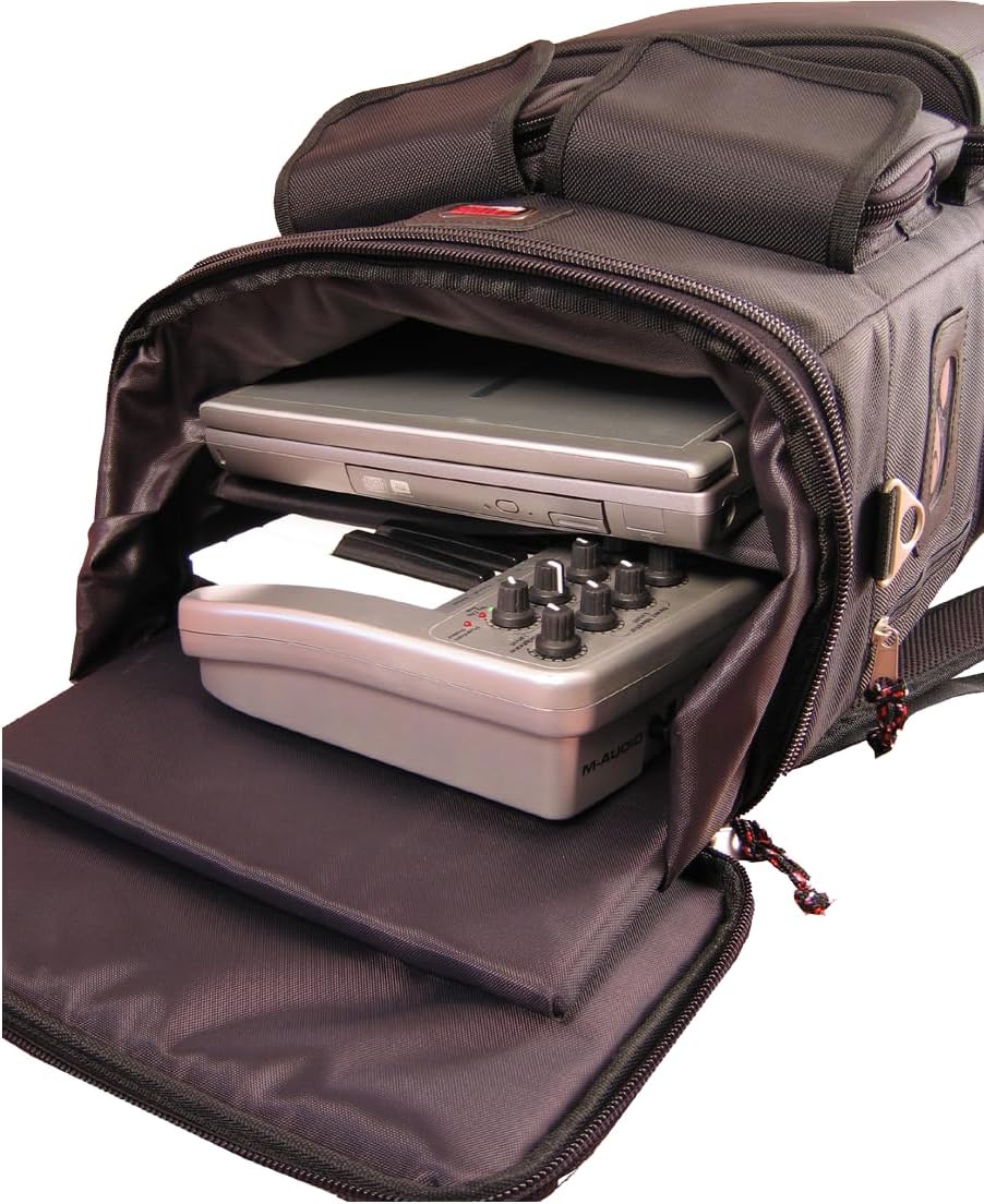 Gator Cases Lightweight Rolling Backpack Case with Pull Handle Fits 25-Note Micro Controllers and Laptop, (GK-LT25W)