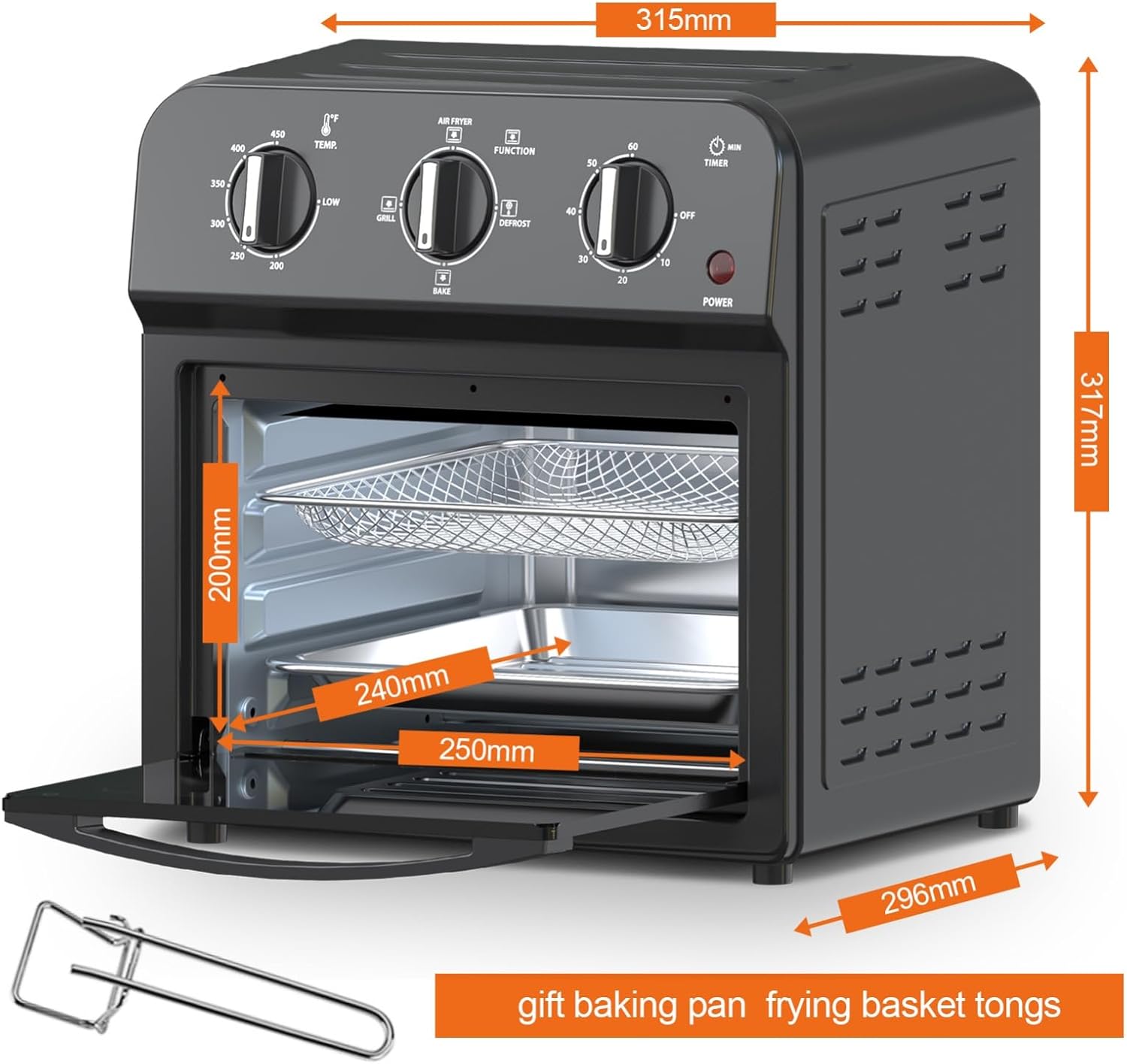 Family Size Air Fryer Toaster Oven Combo,360° Hot Air Circulation for Healthy Oil-Free Cooking, Multifunctional Convection Contertop Oven, Adjustable Time & Temp Control