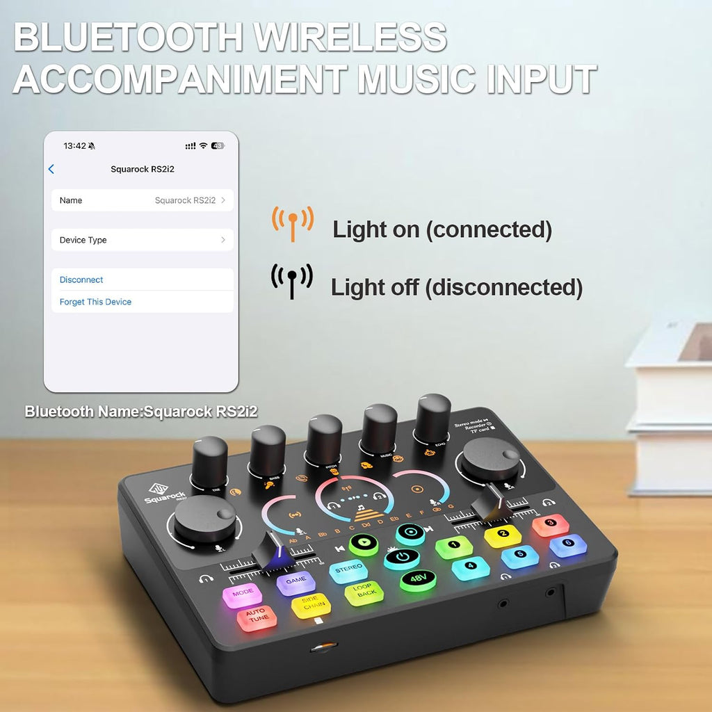Podcast Equipment Bundle for 2, with XLR Dynamic Microphone, TF Card, 5RGB,Surround Sound,Suitable for Live Streaming/TikTok/YouTube, Compatible with iOS,Android,PC,Camera RS2