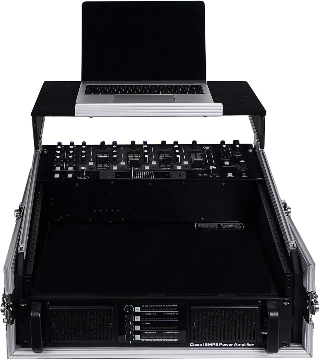 Sound Town 2U Glide Style Rack Case with 11U Slant Mixer Top, 20.7' Rackable Depth and Laptop Platform - Pro Tour Grade (STMR-2ULT)