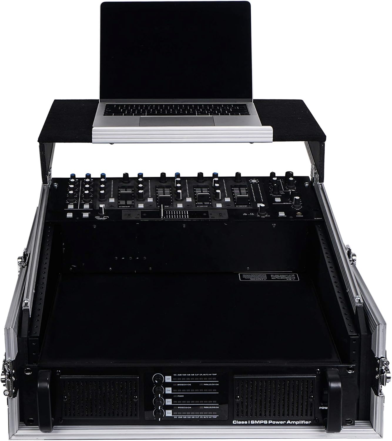 Sound Town 2U Glide Style Rack Case with 11U Slant Mixer Top, 20.7' Rackable Depth and Laptop Platform - Pro Tour Grade (STMR-2ULT)