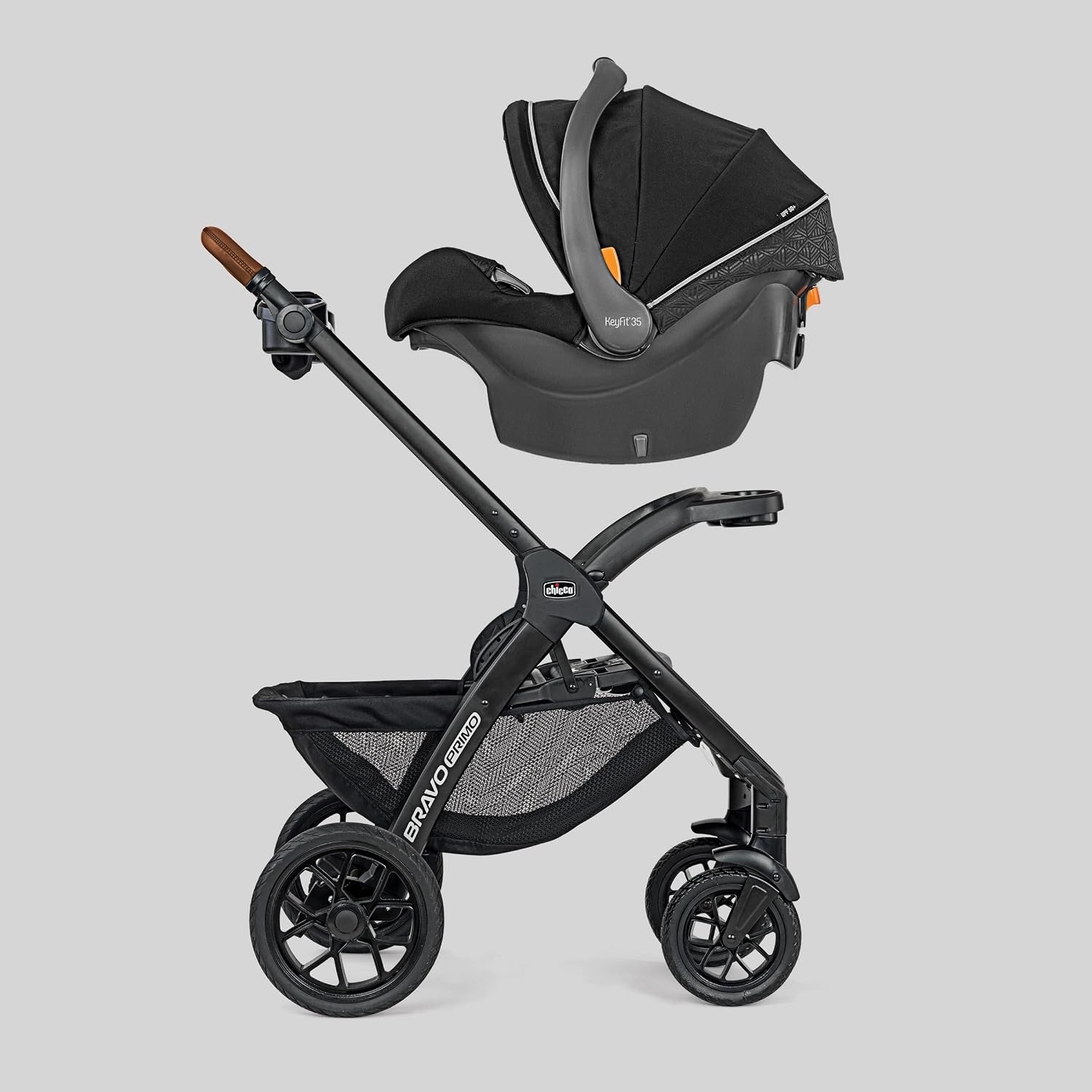 Chicco Bravo Primo 3-in-1 Trio Travel System, Bravo Primo Quick-Fold Stroller with KeyFit 35 Zip Infant Car Seat and Base, Springhill/Black