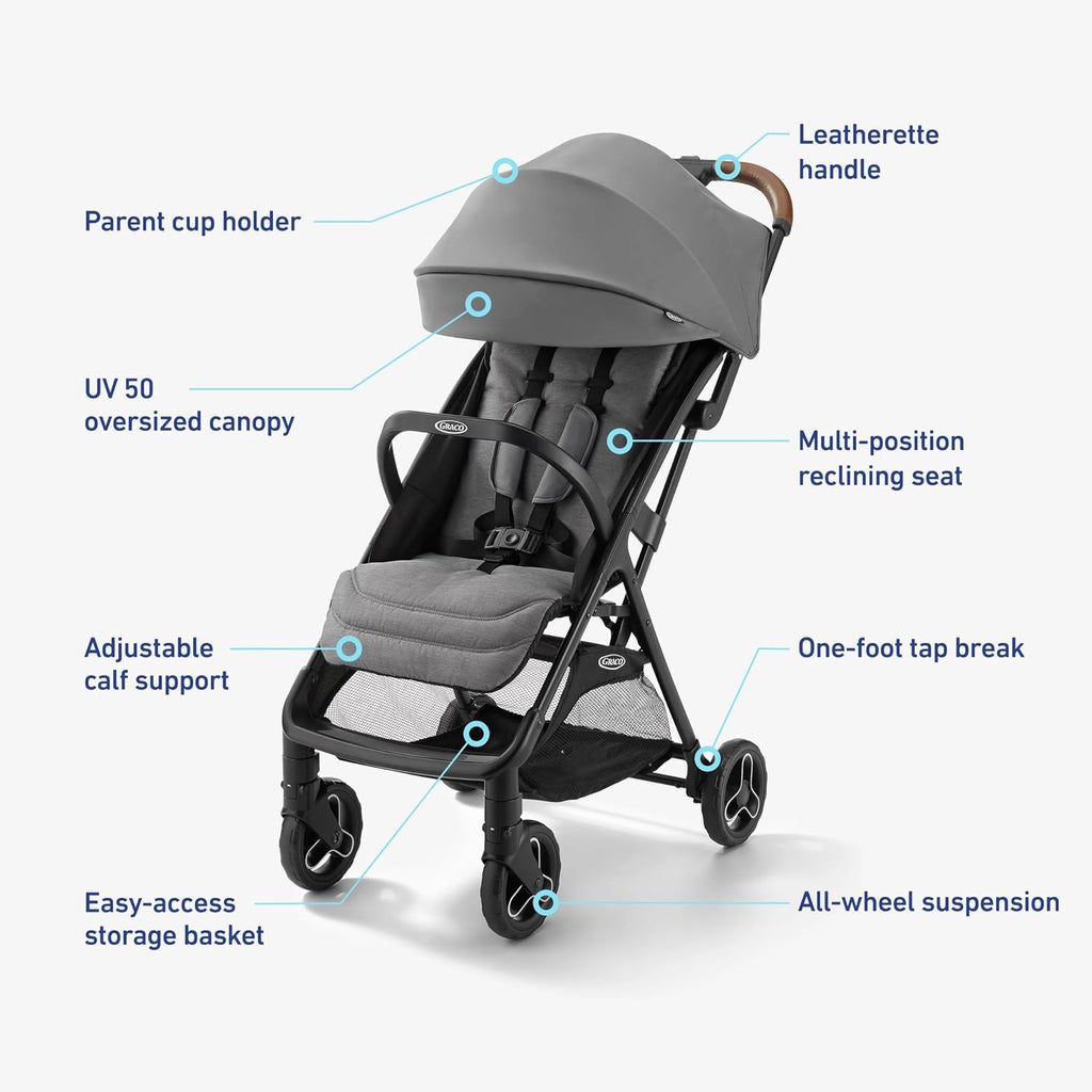 Graco® Ready2Jet Compact Stroller – Compact Travel Stroller with Automatic Fold Geo Pop