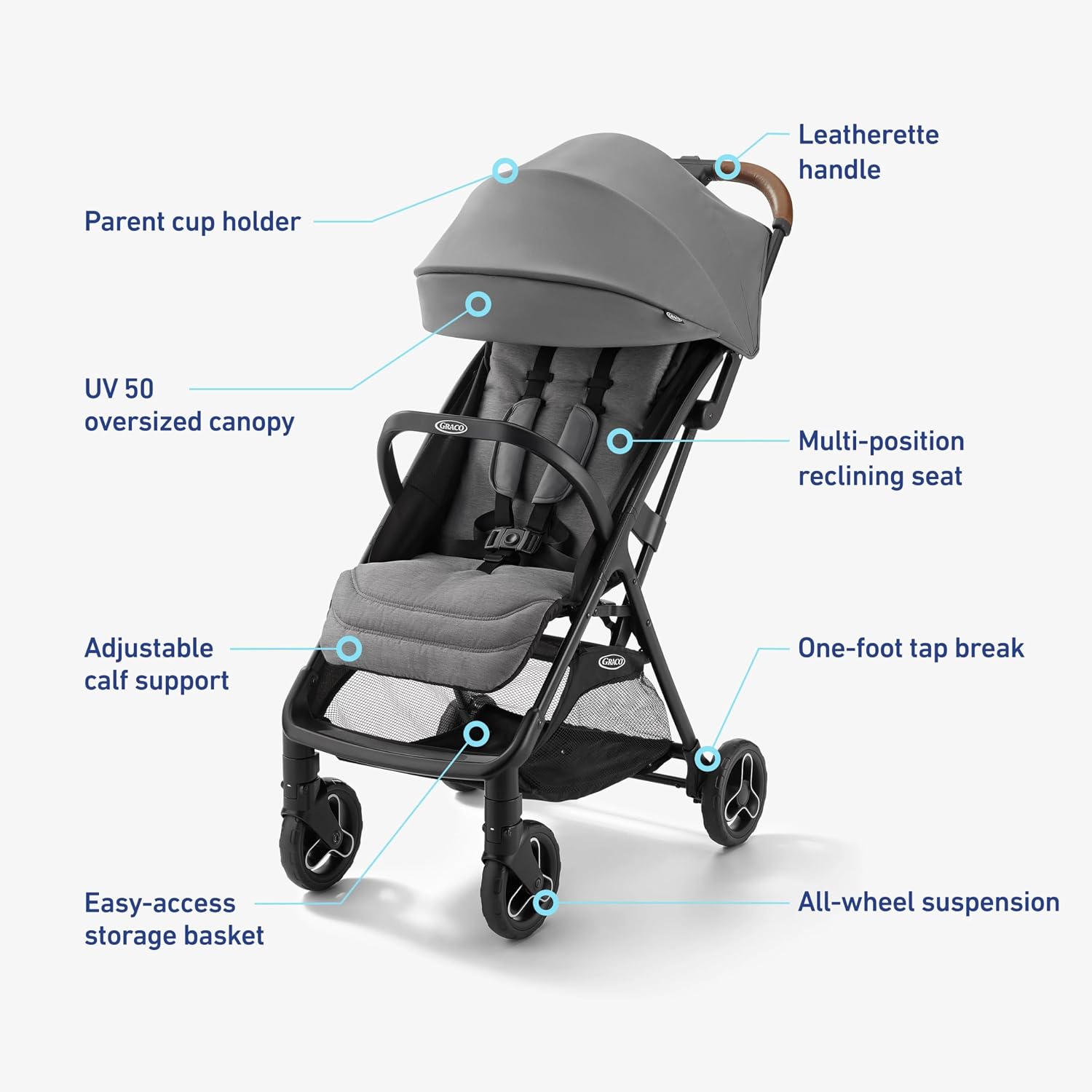 Graco® Ready2Jet Compact Stroller – Compact Travel Stroller with Automatic Fold Geo Pop