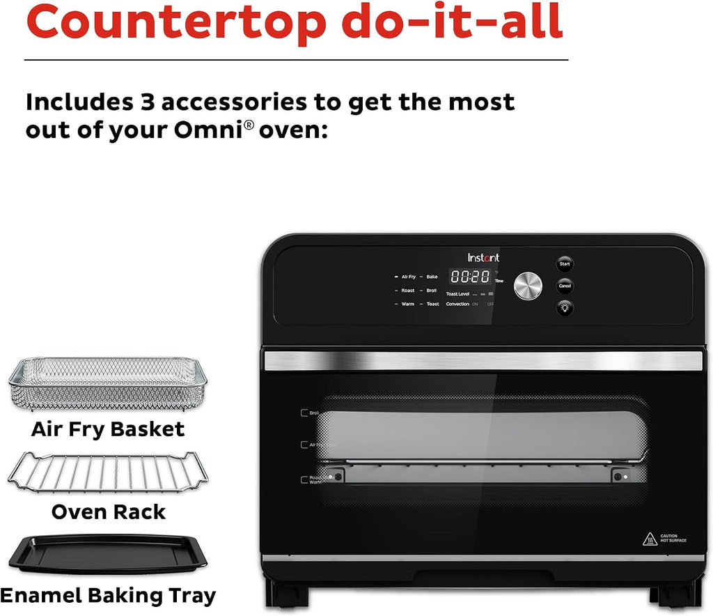 Instant Pot Omni 19QT/18L Toaster Oven Air Fryer, 7-in-1 Functions, Fits 12' Pizza, Crisps, Broils, Bakes, Roasts, Toasts, Warms, Convection, 100+ In-App Recipes, from the Makers of Instant Pot, Black