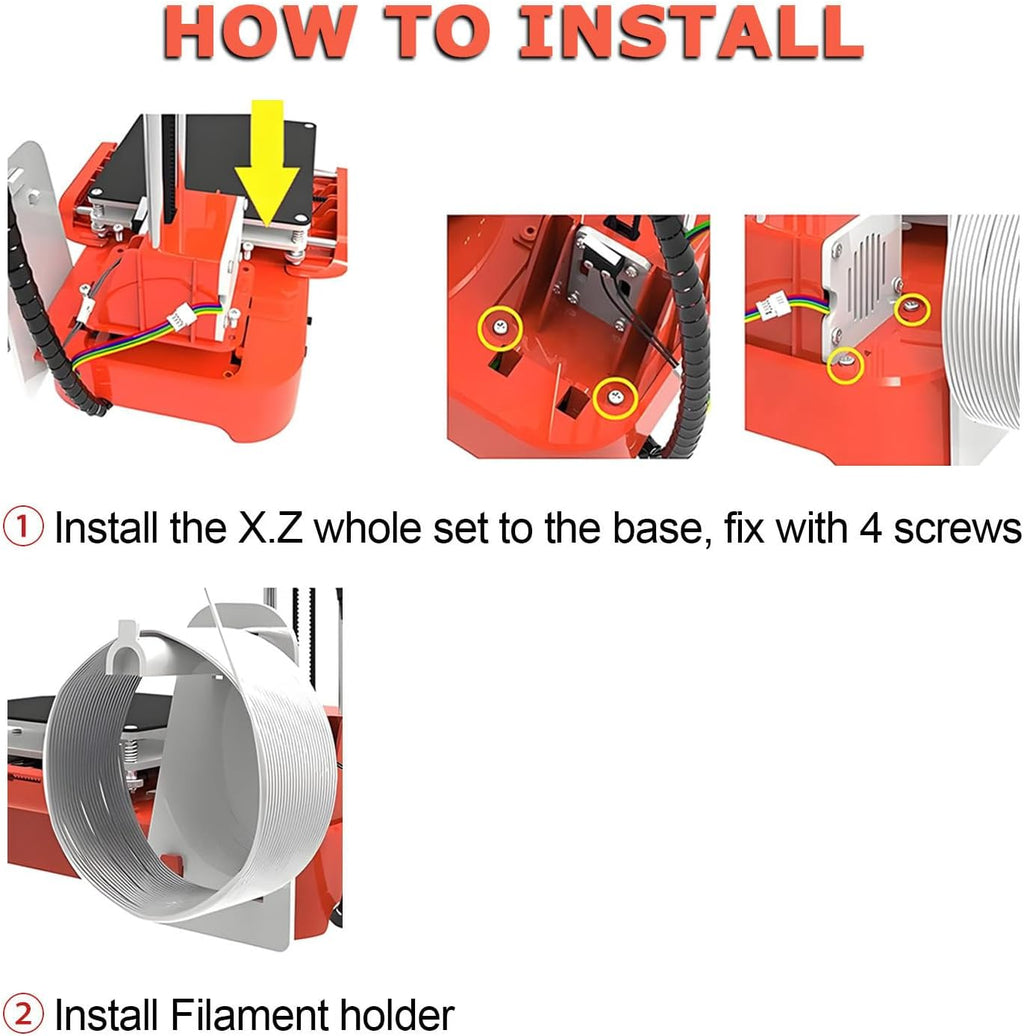 Mini DIY 3D Printers Desktop Kit,with Pla Filament,USB Cable,Tf Card,Magnetic Removable Plate,Max Print Speed 40mm/S,for Beginners,Kids,Student Education Orange