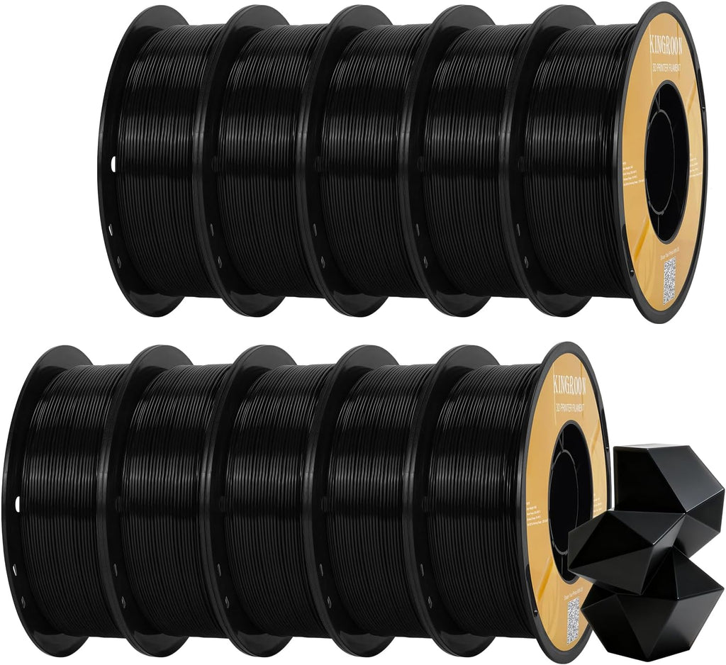 Kingroon High Speed PETG Bundle 3D Printer Filament 1.75mm, 3D Printer Rapid Filament for 30-600mm/s Hyper Printing Filament, Dimensional Accuracy +/- 0.03 mm, 10 kg Plastic Spool (22lbs（Black）