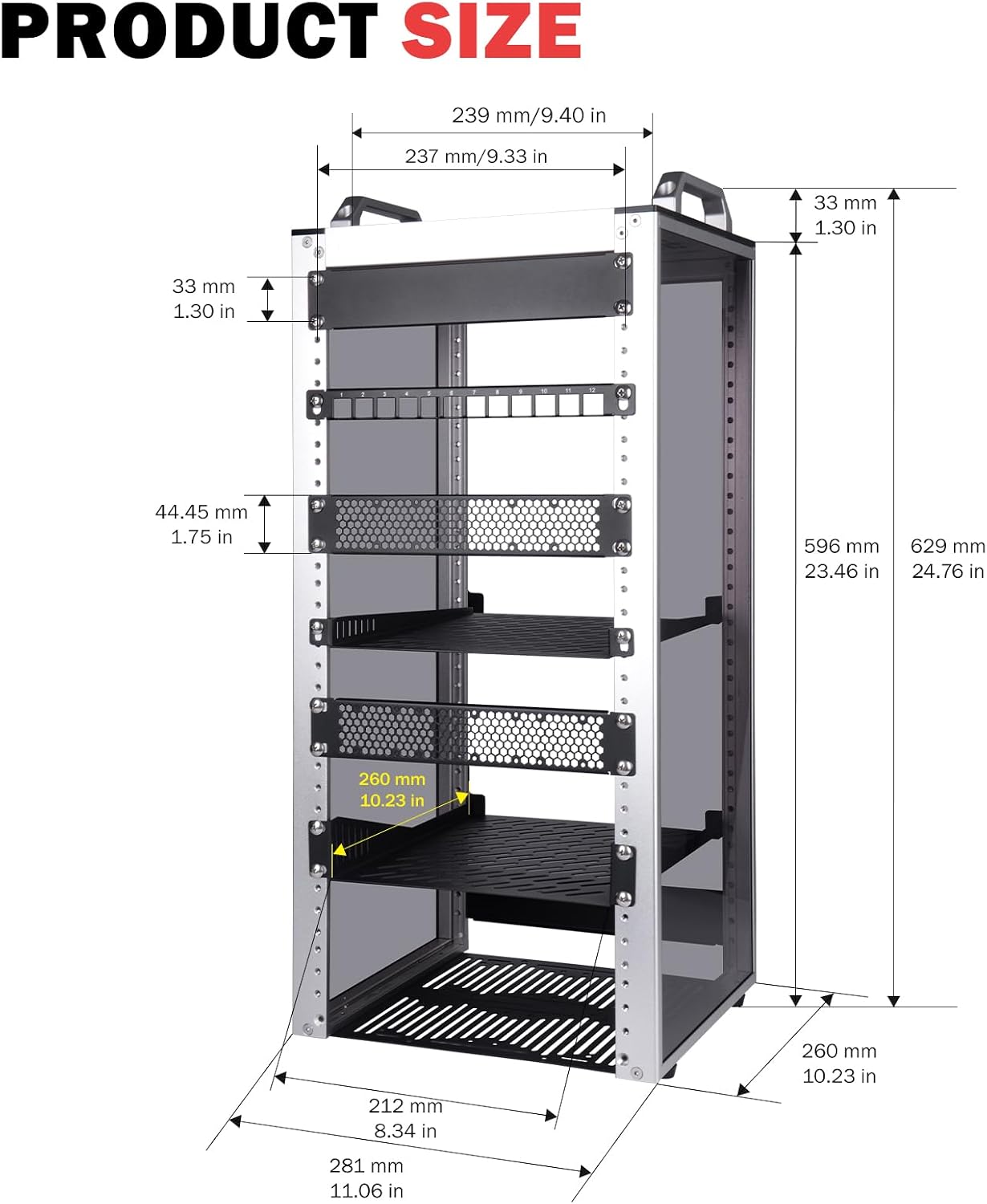GeeekPi 12U Server Cabinet, 10 inch Server Rack for Network, Servers, Audio, and Video Equipment, DeskPi RackMate T2 Rackmount, 10.23 inch Depth