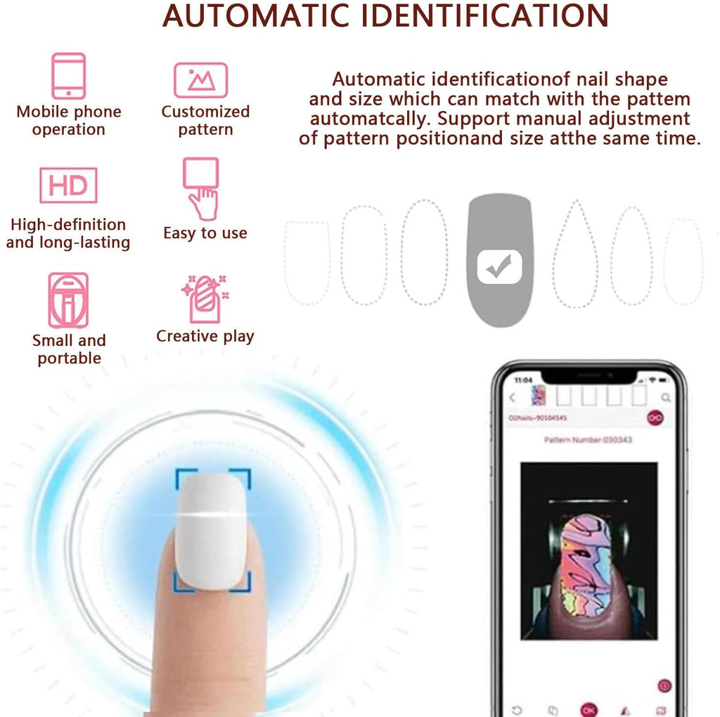 Portable 3D Nail Printer - 1000+ Designs, DIY Mobile App Control, Ideal for Home & Salon Use, Perfect for Nail Art Lovers, Girls & Women, Easy & Fun to Use