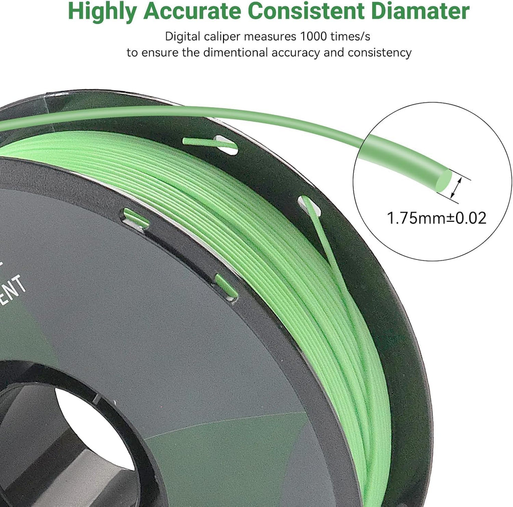 10 Pack PLA 3D Printer Filament Bundle, Dimensional Accuracy +/- 0.02 mm, 1kg Spool(2.2lbs), 1.75 mm，Black White Grey Red Green Blue Yellow Brown Lemon Green Ice Cream