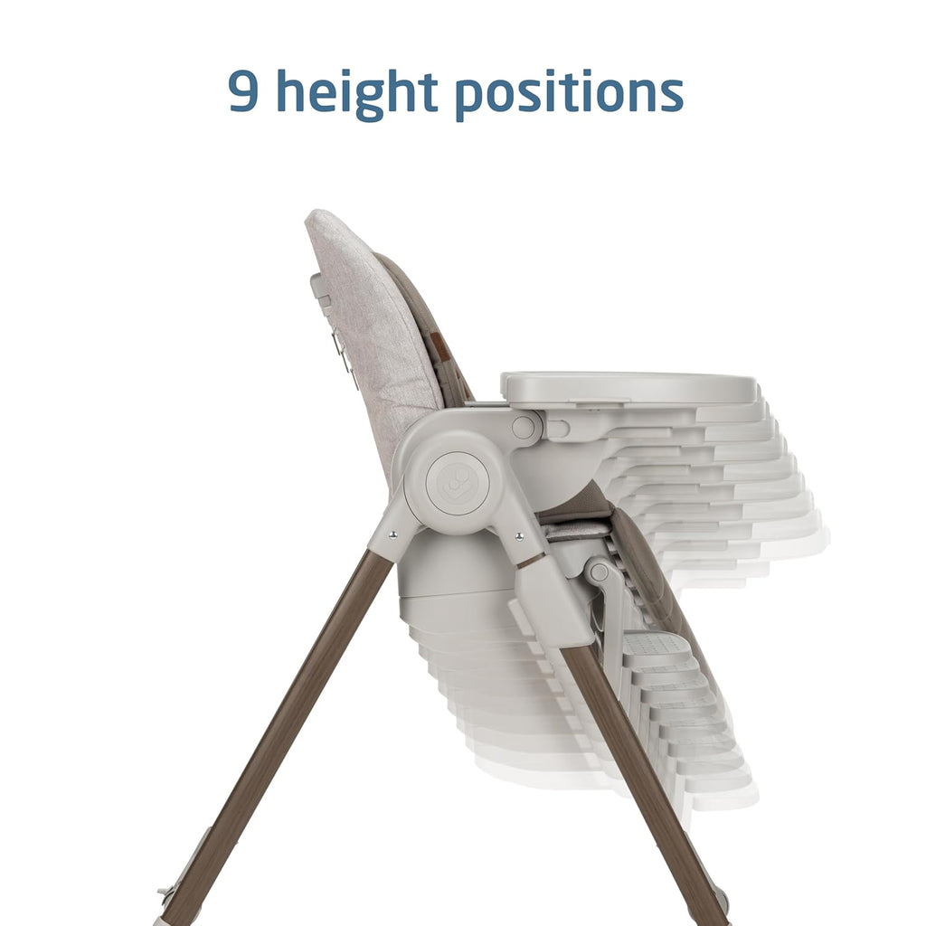 Maxi-Cosi Minla 6-in-1 High Chair for Babies & Toddlers, Portable Foldable Highchair, EcoCare Fabric, 9 Heights, 5 Reclines, 4 Tray Positions, Truffle
