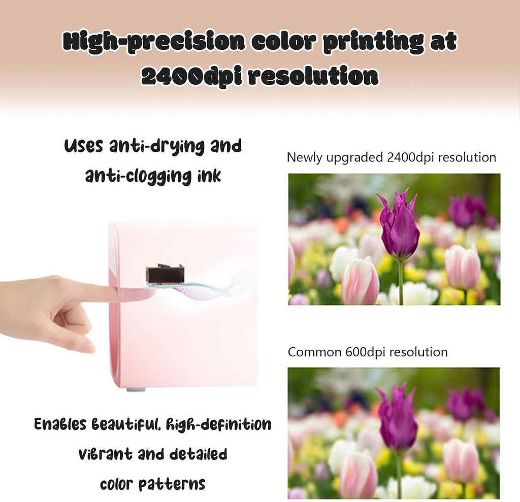 Nail Art Printer, Intelligent 3D Nail Painting Machine, Portable Digital Mobile Art Printer, Support WiFi/DIY, Professional Equipment for Beauty & Personal Care, Girls' Home Nails Rosegold